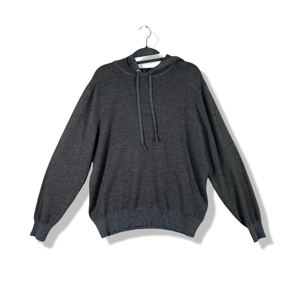 Garret Scott Hoodie Mens Size M Gray Extra Fine Merino Wool Quiet Luxury Preppy